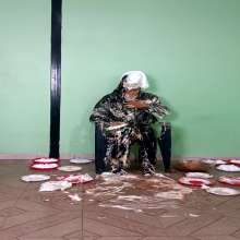 RevSlymsford: Sophia's Epic Leather Trashing With Pies and Gunge