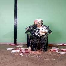 RevSlymsford: Sophia's Epic Leather Trashing With Pies and Gunge