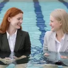 soakher: Office ladies hanging out in the pool