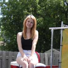 DunkTankFan: new Kate Dunked in a Blue and White Dress and white Pantyhose