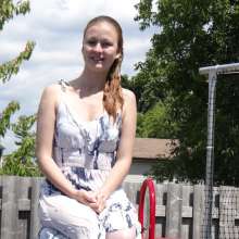 DunkTankFan: new Kate Dunked in a Blue and White Dress and white Pantyhose