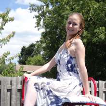 DunkTankFan: new Kate Dunked in a Blue and White Dress and white Pantyhose