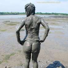 WSMProductions: Dee muddy fun on the sea-shore in white baby doll outfit--wsm