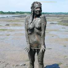 WSMProductions: Dee muddy fun on the sea-shore in white baby doll outfit--wsm