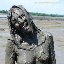 WSMProductions: Dee muddy fun on the sea-shore in white baby doll outfit--wsm