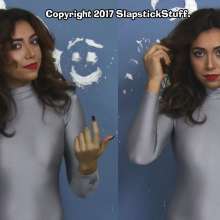 SlapstickStuff: Brin's Final Scene Ever!  Pies and Falling and Catsuits.