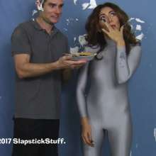 SlapstickStuff: Brin's Final Scene Ever!  Pies and Falling and Catsuits.
