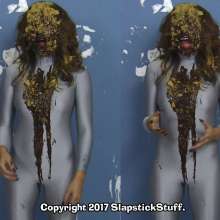 SlapstickStuff: Brin's Final Scene Ever!  Pies and Falling and Catsuits.