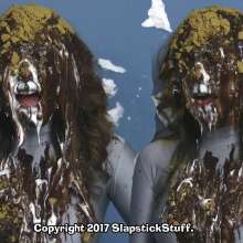 SlapstickStuff: Brin's Final Scene Ever!  Pies and Falling and Catsuits.