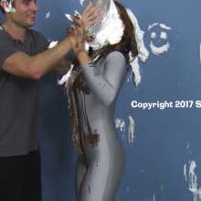 SlapstickStuff: Brin's Final Scene Ever!  Pies and Falling and Catsuits.