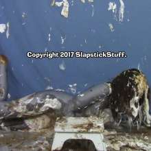 SlapstickStuff: Brin's Final Scene Ever!  Pies and Falling and Catsuits.