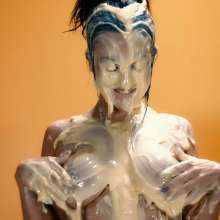 GirlsGetGunged: Booby brunette gets into a sexy and sticky mess