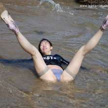 WSMProductions: Jade is the wettest clothed seaside girl in the surf--wsm