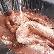 Stella: Stella has cake batter, jelly, syrup, and melted chocolate dumped over her.