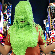 PieZone: Hannah Slimed And Pied in Jean Shorts and Knee Socks!
