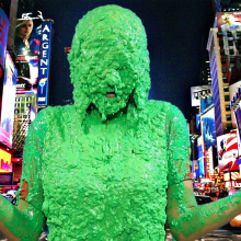 PieZone: Hannah Slimed And Pied in Jean Shorts and Knee Socks!