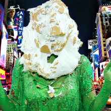 PieZone: Hannah Slimed And Pied in Jean Shorts and Knee Socks!