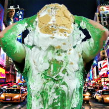 PieZone: Hannah Slimed And Pied in Jean Shorts and Knee Socks!