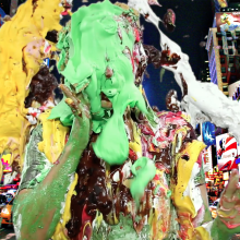 PieZone: Hannah Slimed And Pied in Jean Shorts and Knee Socks!