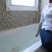 Stella: Stella get's blouse soaking wet in the shower.