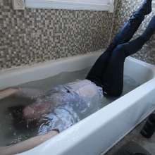 Stella: Stella get's blouse soaking wet in the shower.