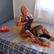 Stella: Stella coats her entire body with peanut butter and chocolate.