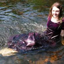 DungeonMasterOne: Chastity gets soaked in the river in a long formal dress