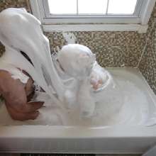 Stella: Stella gives her sub a blowjob and fucks in in fluffy white slime.