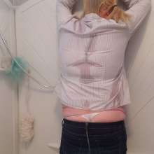 wetnmessyme: A little crossdressing in the shower fully-dressed