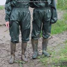 DungeonMasterOne: Honeysuckle and Lucia in the mud in green rainwear!