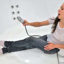 ufa217: Ariel in jeans and jacket takes a shower.