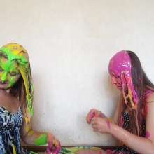 Top Messy Girls: Girls Play a Game of Multi-colored Slime and Chocolate.