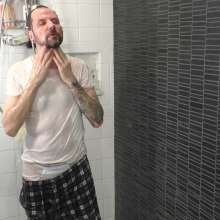 zave66: Showering In White Underwear