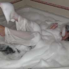 Jayce: Submerging in Mountain of Bubbles in "the" White Outfit