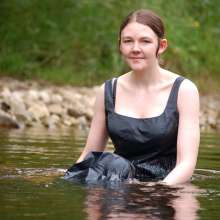 DungeonMasterOne: Wet Formal Chastity: Soaking wet in a beautiful long gown!