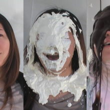 Alumi: 'Pie-curious' Japanese girl wants to get messy all over, and we help her!