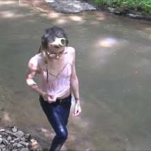 RevSlymsford: Kaydens Wetlook In A Creek: Jeans, Top, Panties + Pantyhose