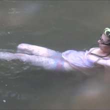 RevSlymsford: Kaydens Wetlook In A Creek: Jeans, Top, Panties + Pantyhose
