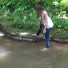 RevSlymsford: Kaydens Wetlook In A Creek: Jeans, Top, Panties + Pantyhose