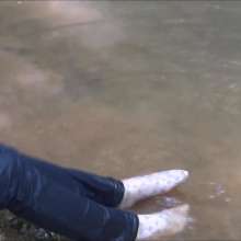 RevSlymsford: Kaydens Wetlook In A Creek: Jeans, Top, Panties + Pantyhose