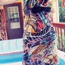 MadelineOasis: Bailing Out the Pool Wearing a Colorful Maxi Dress