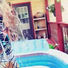 MadelineOasis: Bailing Out the Pool Wearing a Colorful Maxi Dress