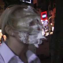 Alumi: Two hot blondes go nuts with shaving cream pies on the street in Japan!