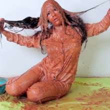 lovingmessy4you: Sexy Silk Pajamas Very Messy (feet and Hair)