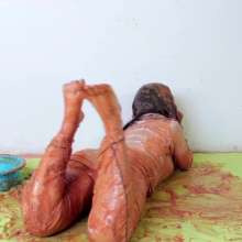 lovingmessy4you: Sexy Silk Pajamas Very Messy (feet and Hair)