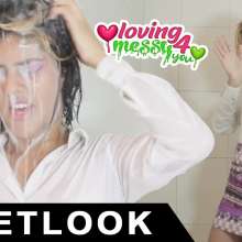 lovingmessy4you: Wetlook Shower White Shirt and Skirt (short Hair)