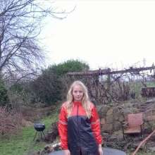 eileenvogel: W362 Eileen soaking in a rainjacket outdoor