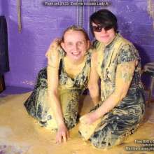 DungeonMasterOne: Saturation Hall: Evelyne and Lady-A in sweet formal mess!