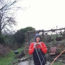 eileenvogel: W362 Eileen soaking in a rainjacket outdoor