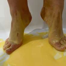 tinyblondefeet: Tiny blonde feet messy heels.